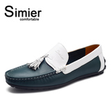 Simier斯米尔新款英伦男士豆豆鞋真皮韩版休闲懒人套脚鞋子正品
