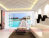 3D立体地中海电视背景墙纸卧室婚房客厅艺术装饰壁画大型无缝墙纸