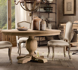 新古典家具实木餐台椅子 欧式西餐吃饭桌子 新古典餐桌椅组合做旧