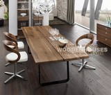 LOFT美式复古餐桌 北欧风格实木铁艺餐桌椅组合 实木复古做旧家具