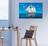 一帆风顺装饰画大海海鸥帆船无框画礼物书房办公室挂画单联画壁画