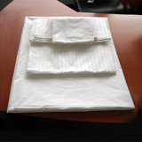 纯棉白色六件套 五星级酒店床品全棉大床单+大被罩+枕套 贡缎条纹