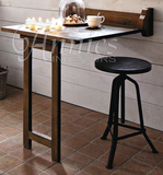 美式复古折叠桌餐桌简易折叠方桌实木桌 正方形小桌子 餐桌椅组合