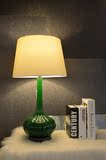 现代时尚简约绿色长颈南瓜纹玻璃台灯客厅书房卧室创意别墅酒店灯