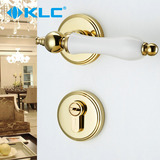 德国KLC欧式室内金色门锁实木执手锁具简约现代分体锁陶瓷把手