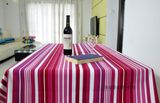 玫红条欧式地中海条纹桌布纯棉布艺帆布茶几布台布盖布加厚餐桌布