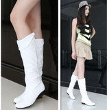 韩版单靴子女春秋冬季长靴平底高筒靴平跟女靴学生40白色41大码43