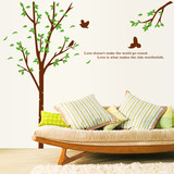 小鸟绿树 客厅电视沙发背景墙卧室床头温馨浪漫 环保可移除墙贴纸