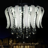 餐厅吊灯现代水晶灯饰客厅灯具k9烟灰色水晶灯LED贴片水晶灯