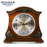 RHYTHM日本丽声实木座钟台钟欧式复古整点报时钟表木质卧室石英钟