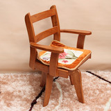 家用旋转椅子实木电脑椅靠背椅带扶手餐椅简约创意阳台休闲椅木质