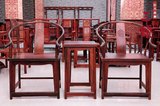 仙作红木家具 原木宫廷中式仿古 老挝大红酸枝木圈椅实木太师椅子