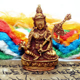 藏传佛教 尼泊尔手工紫铜全鎏金 莲花生大士菩萨佛像 1存半可装藏