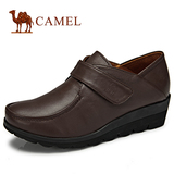【断码清仓】Camel骆驼正品女鞋真皮坡跟中跟牛皮鞋休闲鞋单鞋子