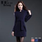 2014春装新款韩版修身高档气质羊绒毛妮中长款呢大衣女外套正品