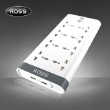 ross罗尔思USB电源插座防雷接线板多功能插排3米8孔拖线板M8030U