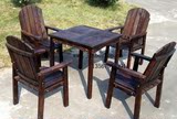 碳化木花园阳台休闲桌椅牌桌椅仿古咖啡桌椅带靠背田园木桌椅组合