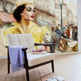 无缝大型壁画抽象油画人物美女沙发背景墙客厅电视墙无纺布特价