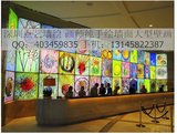 休闲会所前台背景墙大型壁画 客厅装饰手绘抽象玻璃油画 深圳墙绘