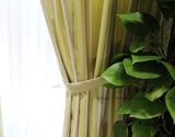 【三千金】地中海英伦复古绿竖条色织涤棉客厅卧室窗帘窗纱订做