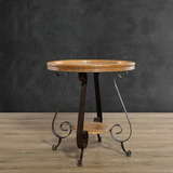 出口欧洲/法式乡村实木家具/咖啡馆铁艺仿锈做旧圆边几/休闲桌