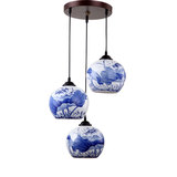 中式吊灯景德镇陶瓷青花瓷手绘青花瓷餐厅吊灯走道吊灯阳台灯