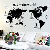 环球剪影世界地图可移除墙贴客厅卧室电视背景墙装饰壁画自粘贴纸