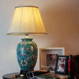 中式仿古复古蓝色北欧简约古典台灯 卧室床头客厅陶瓷实木台灯