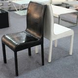 餐椅 简约时尚欧式皮椅子 宜家 高档黑白色PVC皮鳄鱼皮 配套