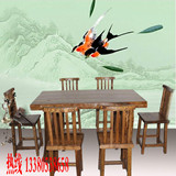 榆木餐桌椅组合 客厅餐厅实木长方形饭桌 原木西餐方桌 一桌六椅