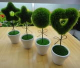 仿真花装饰毛球小盆栽摆件 迷你仿真植物小盆景绿色花盆创意摆设