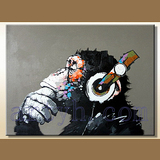亿辉手绘油画现代抽象装饰画美画正品猩猩电视背景墙画客厅挂画