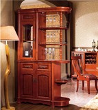 红木色家具现代中式间厅柜 双面柜酒柜 实木门厅柜 玄关柜 隔断柜