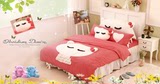 纯棉可爱卡通儿童床上用品单人双人床可爱猫猫贴布绣公主床上用品