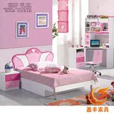 韩式儿童家具带柜子儿童床欧式女孩公主床单人床儿童房间家具组合