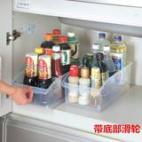 特价日本进口厨房带轮收纳箱 桌面收纳盒储物 透明塑料大号整理箱