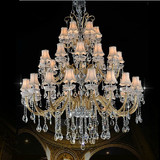 欧式现代简约蜡烛水晶吊灯饰金色复式大客厅吊灯酒店楼梯工程灯具
