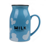 新品创意咖啡杯牛奶杯马克杯陶瓷杯艺术水杯水壶深蓝色 450