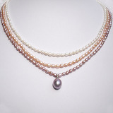 2.5/3.5MM细小米粒三层天然珍珠项链小米形珍珠链女