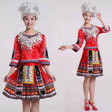 2015民族服装女装苗族民族舞蹈演出服装彝族舞蹈演出服秧歌服女装