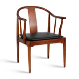 新古典现代明椅 太师椅圈椅实木椅 卧室书房椅休闲木椅子极美家具
