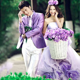 婚纱主题套装影楼主题服装男 外景摄影情侣服装 紫色旋律特价B82