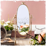 可立特欧式白色仿古铁制镜/美式小鸟造型美式化妆镜/装饰桌面镜