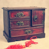 明清中式复古典木质首饰盒 做旧仿古木盒子 梳妆盒百宝箱 收纳盒