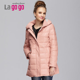 lagogo 拉谷谷冬季新款粉色女羽绒服 中长款 冬装3DF453L201