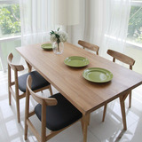 日式家具时尚餐桌北欧现代风格橡木木质实木餐桌简约特价小户型