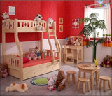 广州100%全纯实木松木家具定制订做双层成人子母床带滑梯护栏儿童