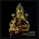 藏密佛教用品 7寸22cm仿尼泊尔 藏传镀金彩绘纯铜佛像 绿度母