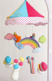 韩国同步 彩虹伞 音乐旋转布艺床铃床挂铃婴儿玩具床头铃早教礼品
