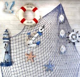 地中海壁饰墙壁挂饰酒吧装饰网背景墙装饰粗DIY渔网蓝白拍摄道具